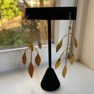 Lena Benard Brass Leaf Earrings